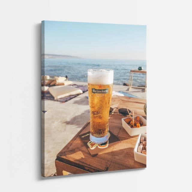 cuadro canvas cerveza playa dorada estilo contemporáneo