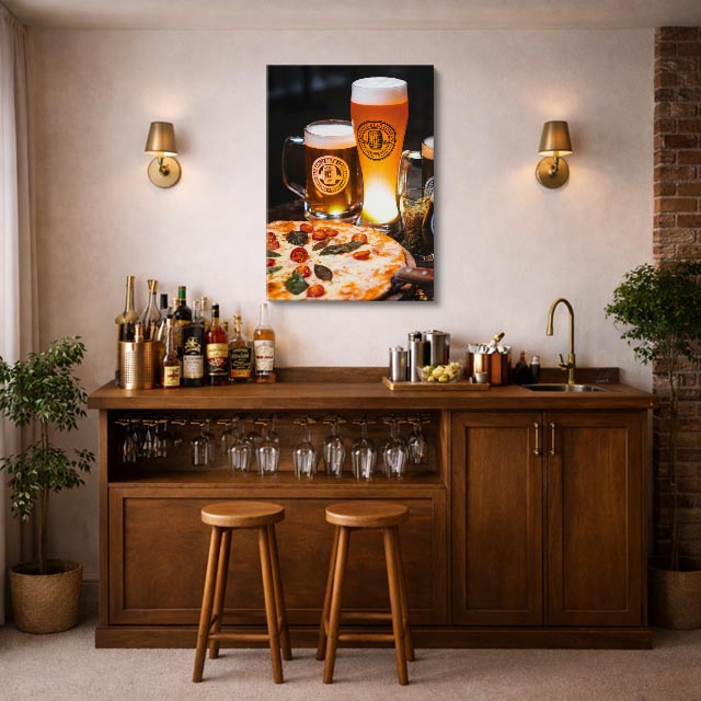 cuadro canvas cerveza pizza y cerveza estilo contemporáneo