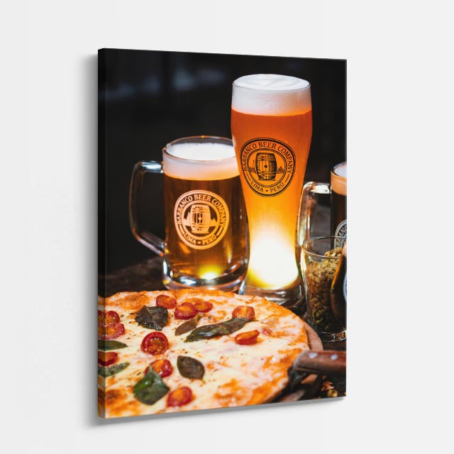 cuadro canvas cerveza pizza y cerveza estilo contemporáneo