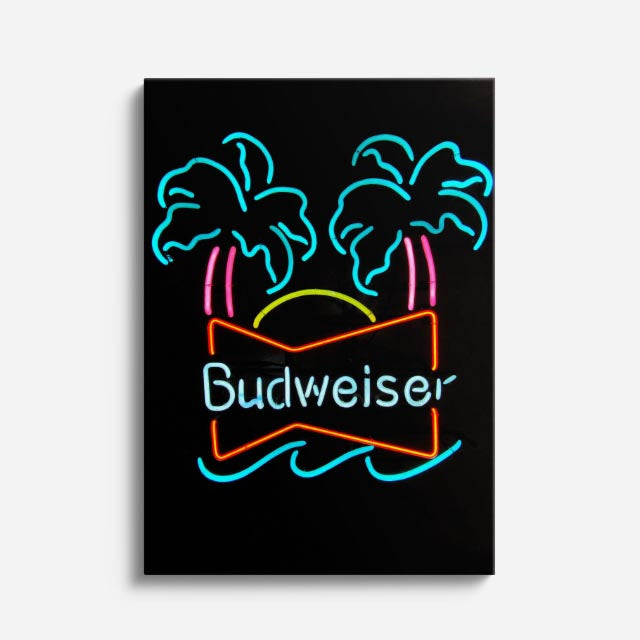 cuadro canvas cerveza neón bud estilo contemporáneo