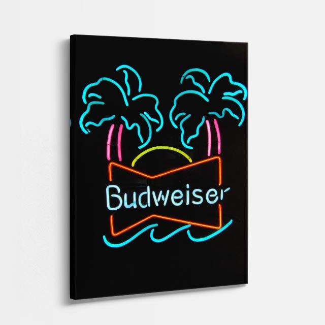cuadro canvas cerveza neón bud estilo contemporáneo