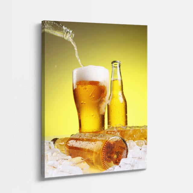 cuadro canvas cerveza refresco dorado estilo contemporáneo