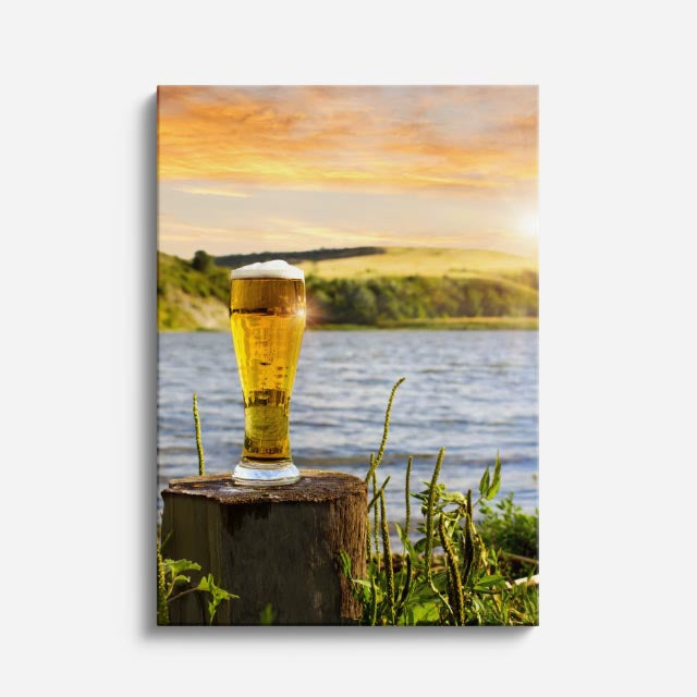 cuadro canvas cerveza atardecer lager estilo contemporáneo
