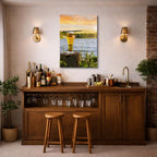 cuadro canvas cerveza atardecer lager estilo contemporáneo