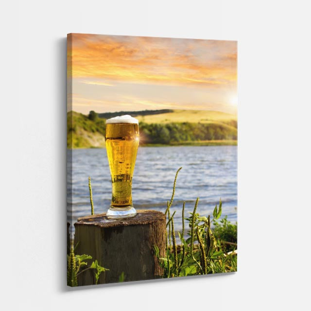cuadro canvas cerveza atardecer lager estilo contemporáneo