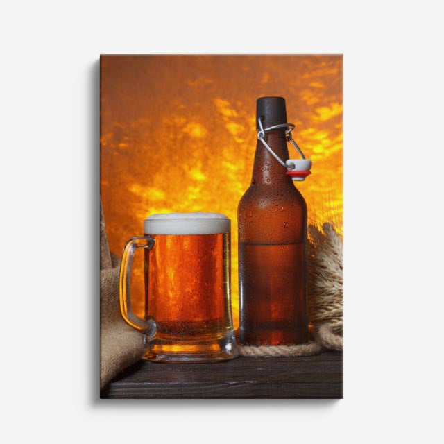 cuadro canvas bebidas fuego cervecero estilo contemporáneo