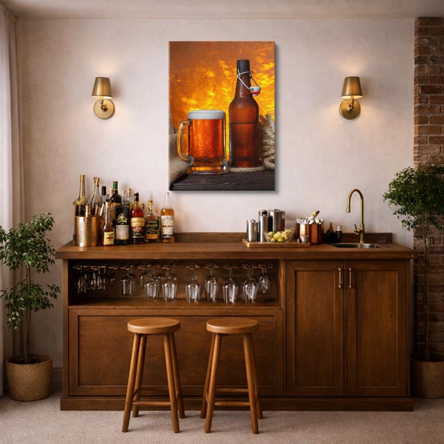 cuadro canvas bebidas fuego cervecero estilo contemporáneo
