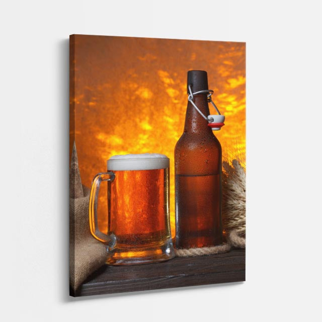 cuadro canvas bebidas fuego cervecero estilo contemporáneo