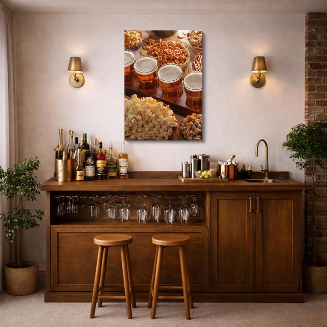 cuadro canvas bebidas botana y cerveza estilo contemporáneo