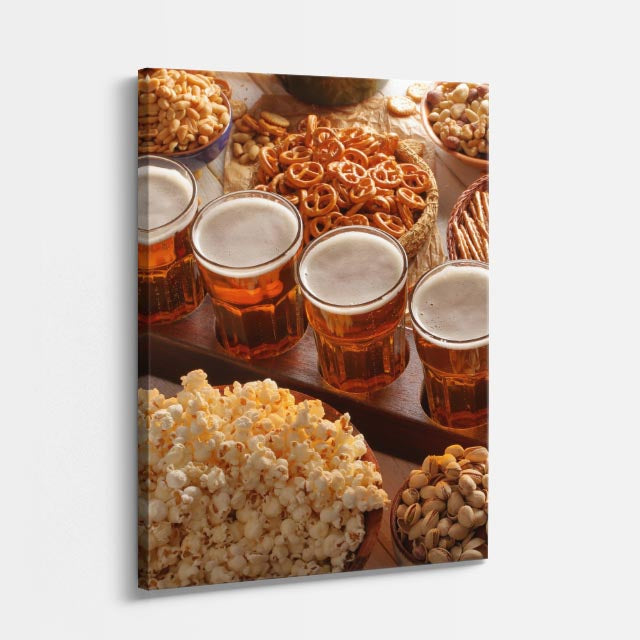 cuadro canvas bebidas botana y cerveza estilo contemporáneo