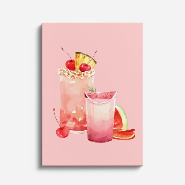cuadro canvas bebidas cóctel rosado estilo contemporáneo