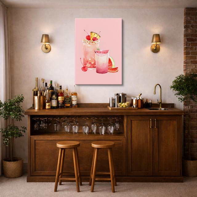 cuadro canvas bebidas cóctel rosado estilo contemporáneo