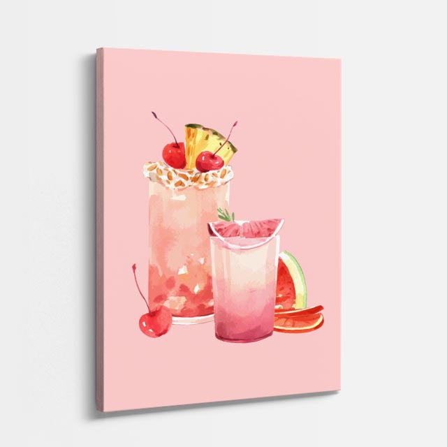 cuadro canvas bebidas cóctel rosado estilo contemporáneo