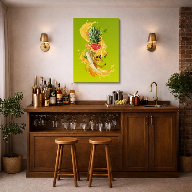 cuadro canvas bebidas splash tropical estilo contemporáneo
