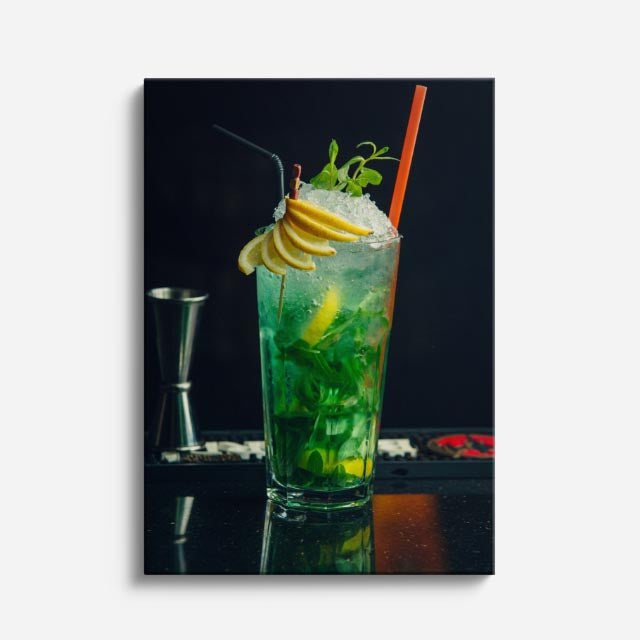 cuadro canvas bebidas cóctel verde estilo contemporáneo