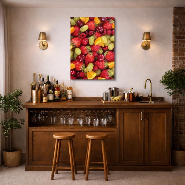 cuadro canvas postres y bebidas fruta vibrante estilo contemporáneo