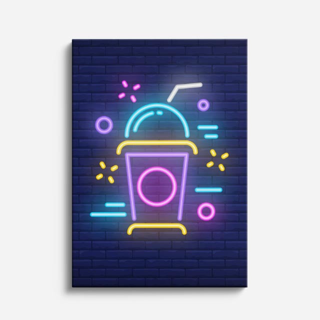 cuadro canvas postres y bebidas neón smoothie estilo contemporáneo