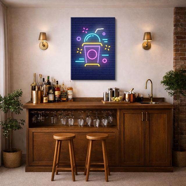 cuadro canvas postres y bebidas neón smoothie estilo contemporáneo
