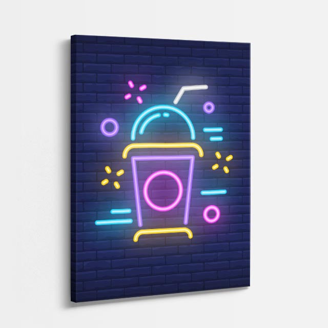 cuadro canvas postres y bebidas neón smoothie estilo contemporáneo