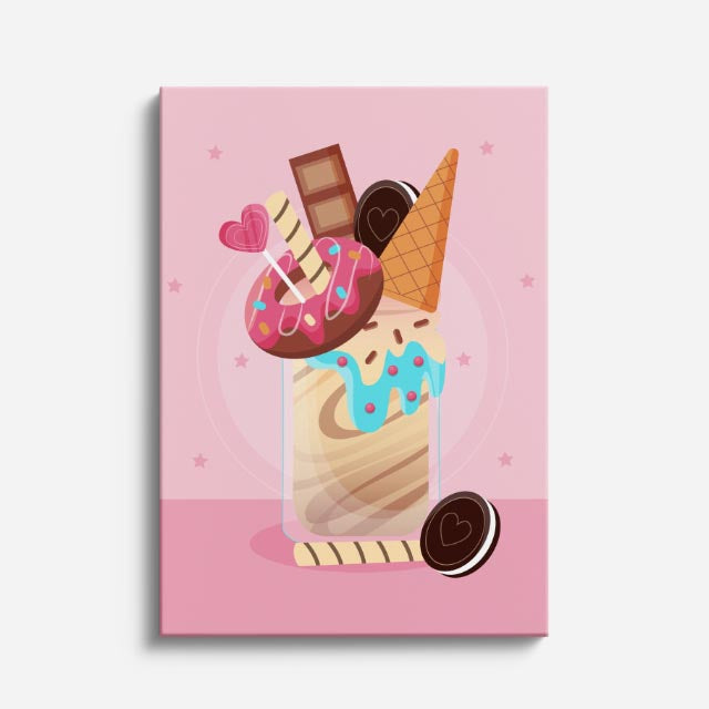 cuadro canvas postres y bebidas dulce flotante estilo contemporáneo