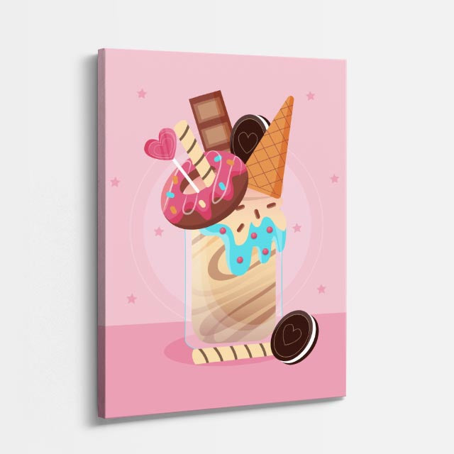 cuadro canvas postres y bebidas dulce flotante estilo contemporáneo