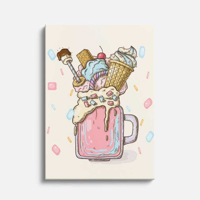 cuadro canvas postres y bebidas milkshake retro estilo contemporáneo