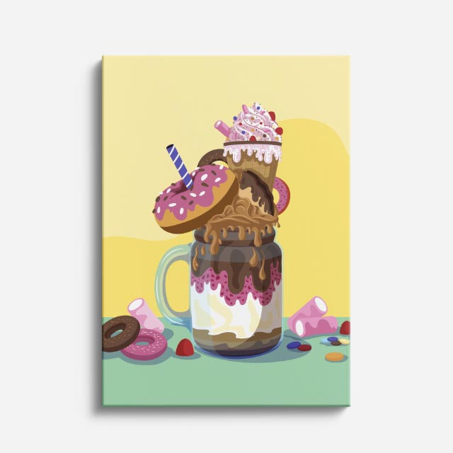 cuadro canvas postres y bebidas shake chocolate estilo contemporáneo