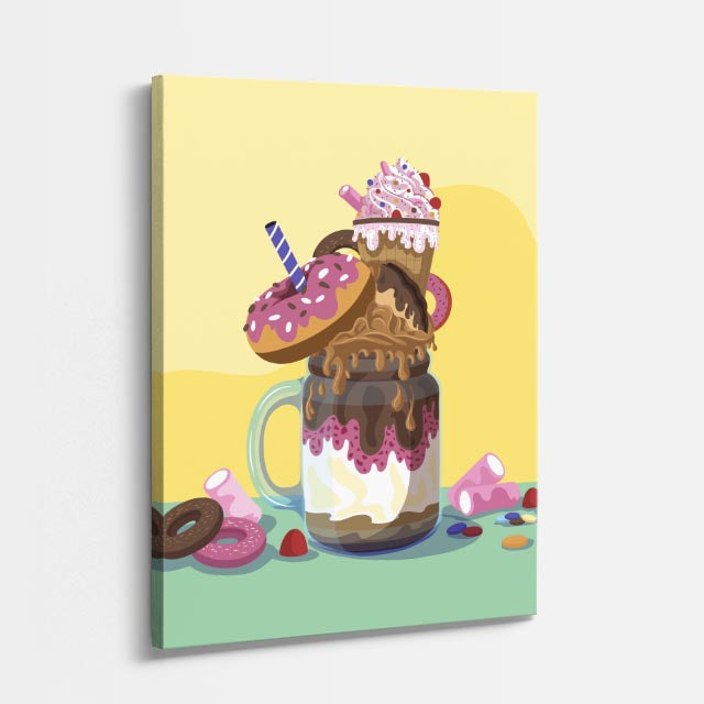cuadro canvas postres y bebidas shake chocolate estilo contemporáneo