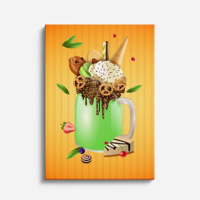 cuadro canvas postres y bebidas shake verde estilo contemporáneo