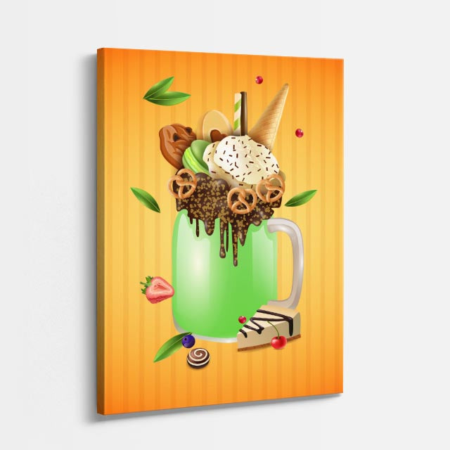 cuadro canvas postres y bebidas shake verde estilo contemporáneo