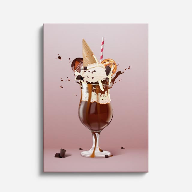 cuadro canvas postres y bebidas chocolate splash estilo contemporáneo