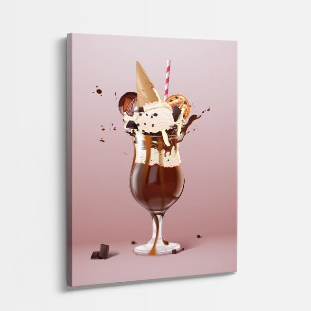 cuadro canvas postres y bebidas chocolate splash estilo contemporáneo
