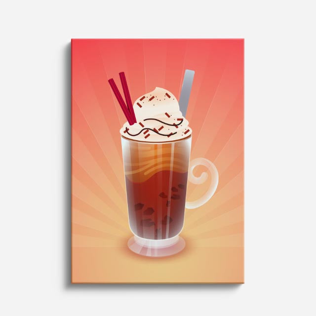 cuadro canvas postres y bebidas latte ilustrado estilo contemporáneo
