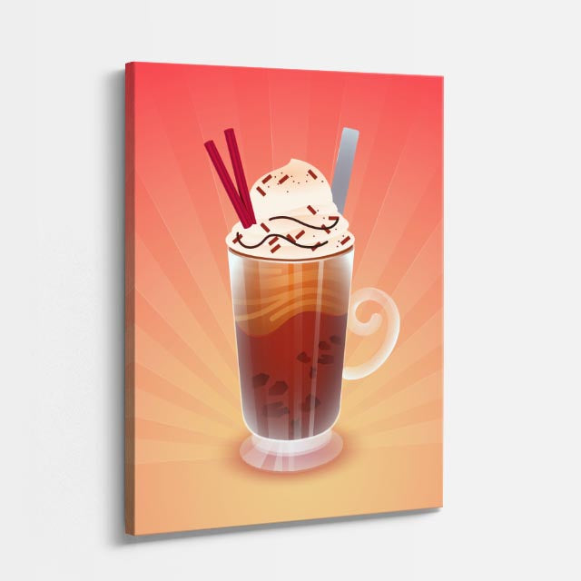cuadro canvas postres y bebidas latte ilustrado estilo contemporáneo