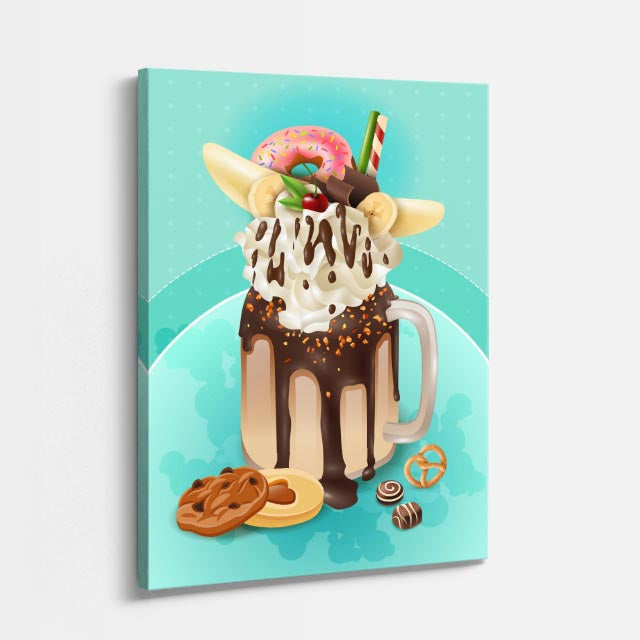 cuadro canvas postres y bebidas shake dulce estilo contemporáneo
