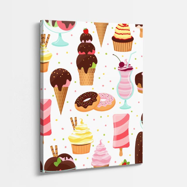 cuadro canvas postres y bebidas patrón dulces estilo contemporáneo