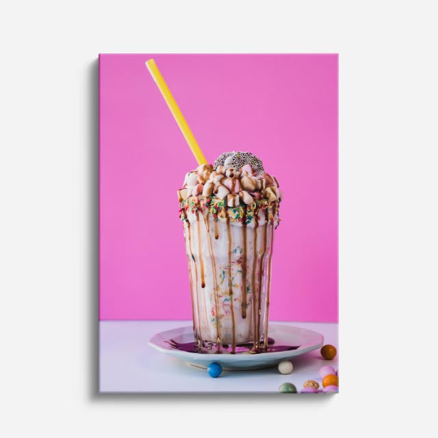 cuadro canvas postres y bebidas frappé rosa estilo contemporáneo