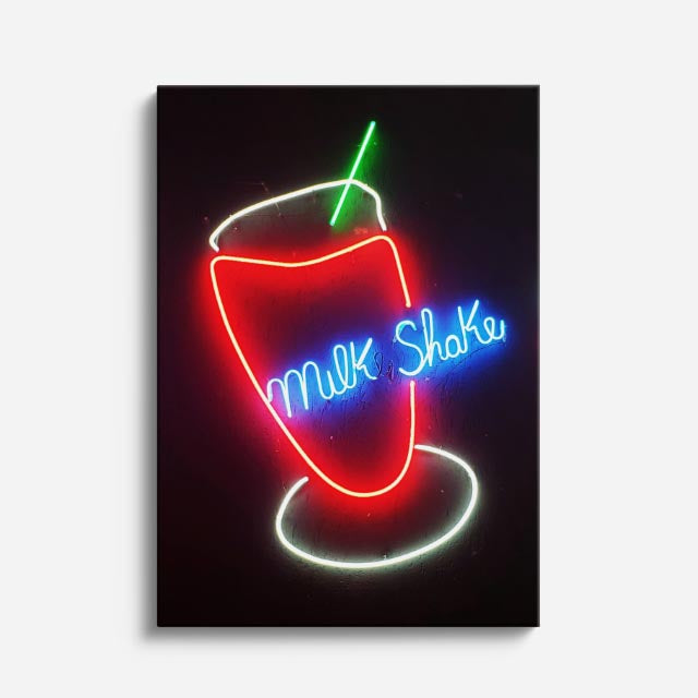 cuadro canvas bebidas neón shake estilo contemporáneo