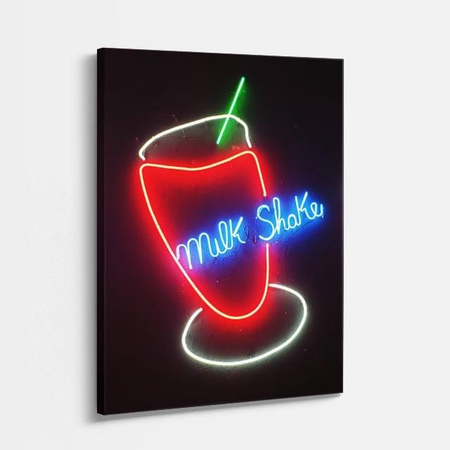 cuadro canvas bebidas neón shake estilo contemporáneo