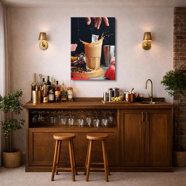cuadro canvas bebidas café splash estilo contemporáneo