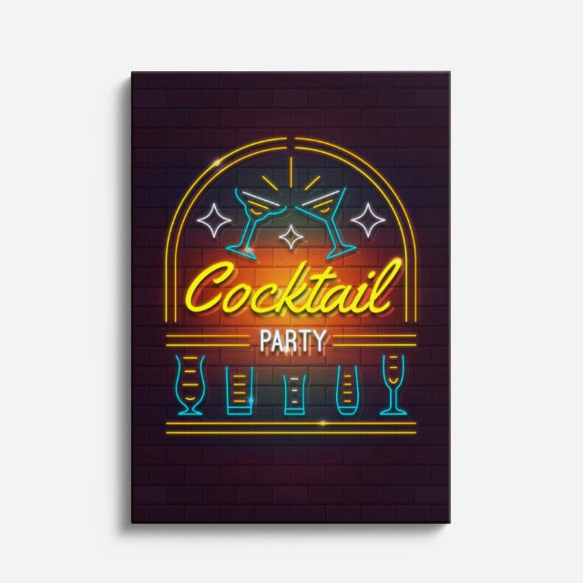 cuadro canvas bebidas neón cocktail estilo contemporáneo