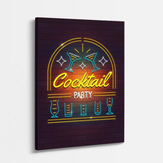 cuadro canvas bebidas neón cocktail estilo contemporáneo
