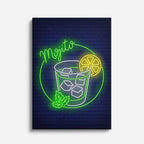 cuadro canvas bebidas neón mojito estilo contemporáneo