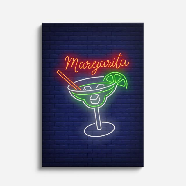 cuadro canvas bebidas neón margarita estilo contemporáneo