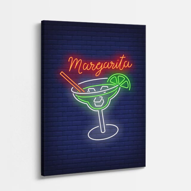 cuadro canvas bebidas neón margarita estilo contemporáneo
