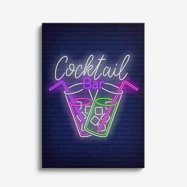 cuadro canvas bebidas neón bar estilo contemporáneo