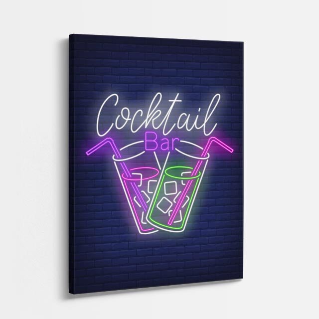 cuadro canvas bebidas neón bar estilo contemporáneo