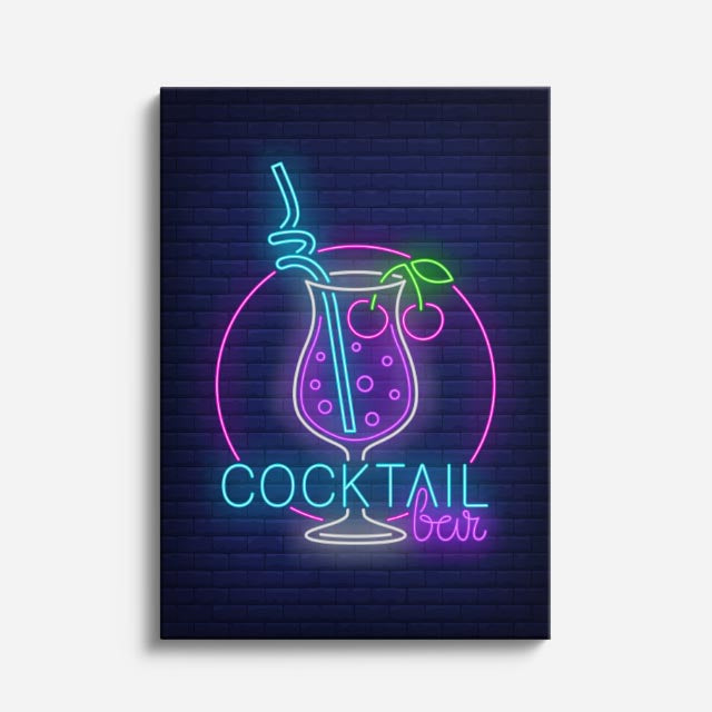 cuadro canvas bebidas neón tropical estilo contemporáneo