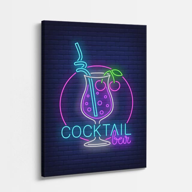 cuadro canvas bebidas neón tropical estilo contemporáneo