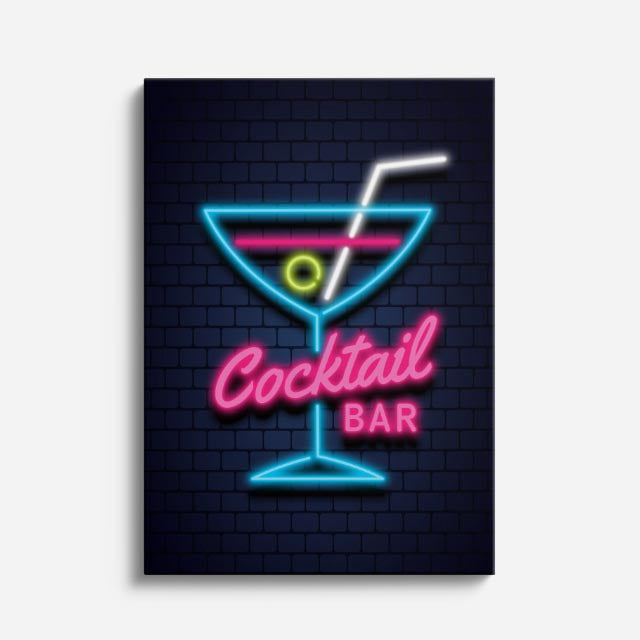 cuadro canvas bebidas cocktail neon estilo contemporáneo